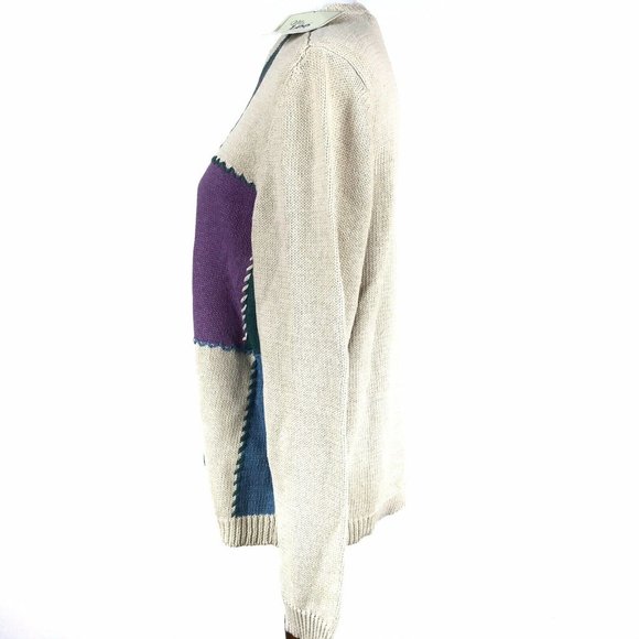 Ms Lee Colorblock Knit Pullover Sweater Teal Blue - Picture 4 of 9